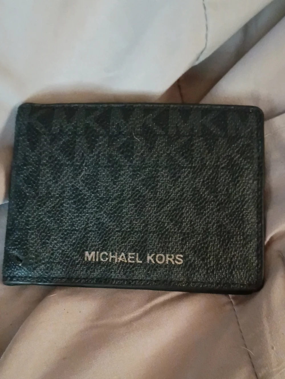 Michael Kors Black Men's Card Holder with Signature MK Print
